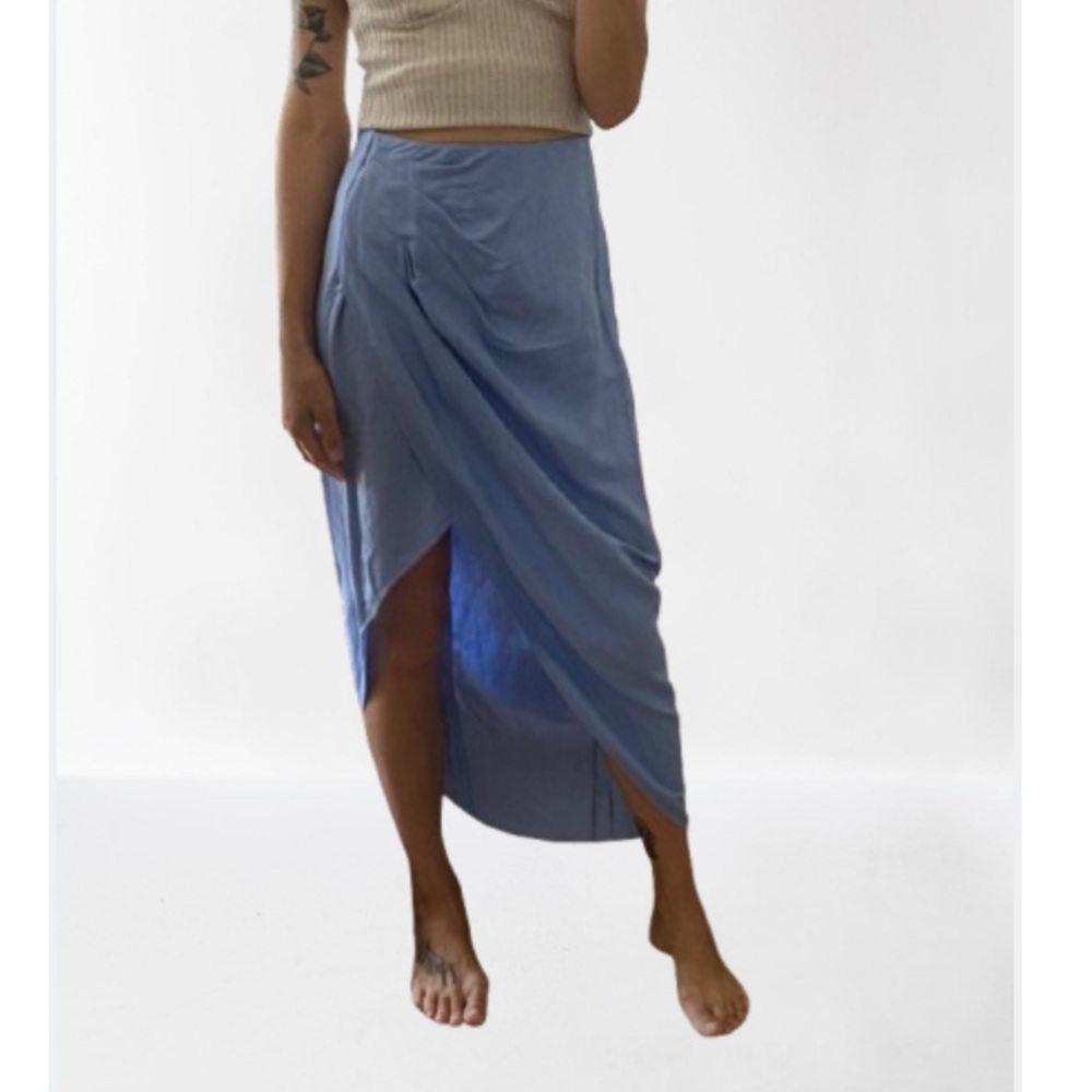 & Other Stories Blue Wrap Midi Skirt, sz 4